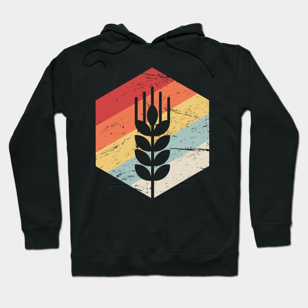 Retro Vintage Wheat Grain Farmer Icon Hoodie by MeatMan